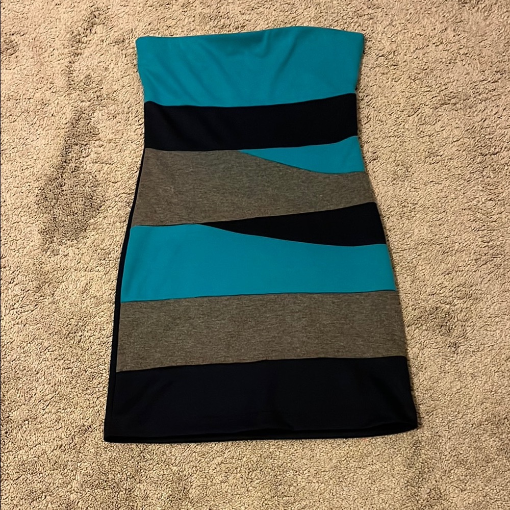 Colorblock Strapless Dress